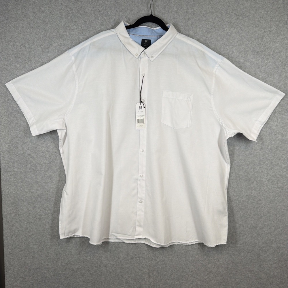 NWT Visive White Button Down Short Sleeve Casual Dress Shirt Mens Big 4XL